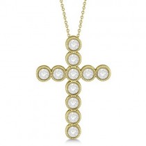 Diamond Cross Pendant Necklace 14k Yellow Gold (1.09ct)