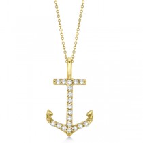 Anchor Diamond Pendant Necklace 14K Yellow Gold (0.10ct)