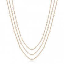 Three-Strand Diamond Station Necklace in 14k Rose Gold (1.40ct)