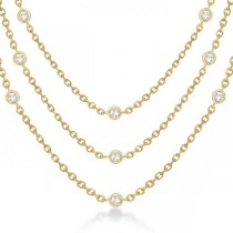 Three-Strand Diamond Station Necklace in 14k Yellow Gold (1.40ct)