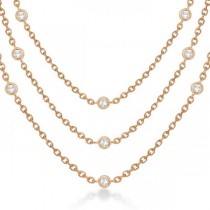 Three-Strand Diamond Station Necklace in 14k Rose Gold (4.50ct)