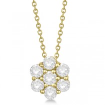 Cluster Diamond Flower Pendant Necklace 14K Yellow Gold (1.50ct)