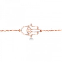 Diamond Hamsa Evil Eye Chain Bracelet 14k Rose Gold (0.51ct)