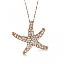 Lab Grown Diamond Starfish Pendant Necklace 14k Rose Gold (0.55ct)