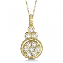 Round Vintage Diamond Pendant Necklace 14k Yellow Gold (0.15ct)