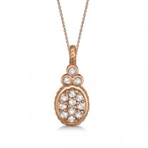Vintage Oval Diamond Pendant Necklace 14kt Rose Gold (0.17ct)