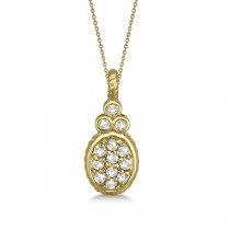 Vintage Oval Diamond Pendant Necklace 14kt Yellow Gold (0.17ct)