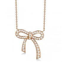 Modern Diamond Bow Tie Necklace 14K Rose Gold (0.50ct)