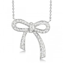 Modern Diamond Bow Tie Necklace 14K White Gold (0.50ct)