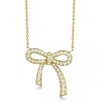 Modern Diamond Bow Tie Necklace 14K Yellow Gold (0.50ct)