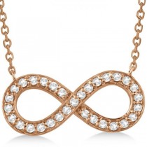 Infinity Diamond Pendant Necklace Pave Set 14k Rose Gold (0.37ct)