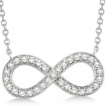 Infinity Diamond Pendant Necklace Pave Set 14k White Gold (0.37ct)