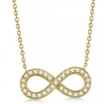 Infinity Diamond Pendant Necklace Pave Set 14k Yellow Gold (0.37ct)