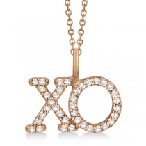Diamond XO Pendant Necklace Hugs and Kisses 14K Rose Gold (0.20ct)
