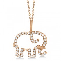 Elephant Diamond Pendant Necklace 14K Rose Gold (0.22ct)