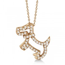 Diamond Dog Pendant Necklace Pave-Set 14K Rose Gold (0.22ct)
