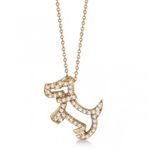 Diamond Dog Pendant Necklace Pave-Set 14K Rose Gold (0.22ct)
