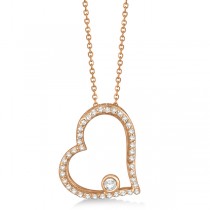 Bezel Set Diamond Open Heart Pendant Necklace 14K Rose Gold (0.25ct)