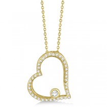 Bezel Set Diamond Open Heart Pendant Necklace 14K Yellow Gold (0.25ct)