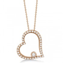 Bezel Set Diamond Open Heart Pendant Necklace 14K Rose Gold (0.34ct)