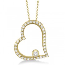Bezel Set Diamond Open Heart Pendant Necklace 14K Yellow Gold (0.34ct)