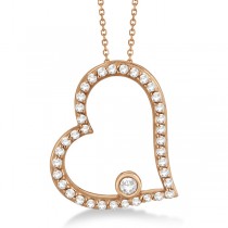 Bezel Set Diamond Open Heart Pendant Necklace 14K Rose Gold (0.50ct)