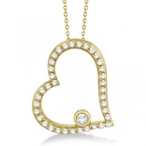 Bezel Set Diamond Open Heart Pendant Necklace 14K Yellow Gold (0.50ct)