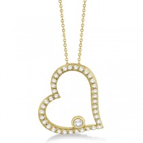 Bezel Set Diamond Open Heart Pendant Necklace 14K Yellow Gold (0.50ct)