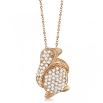 Pave Diamond Penguin Pendant Necklace 14K Rose Gold (0.61ct)