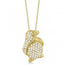 Pave Diamond Penguin Pendant Necklace 14K Yellow Gold (0.61ct)