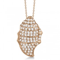 Pave Diamond Spiral Shell Pendant Necklace 14K Rose Gold (0.92ct)