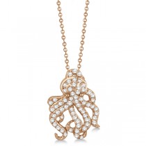 Pave Diamond Octopus Pendant Necklace 14K Rose Gold (0.61ct)
