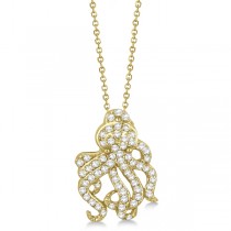 Pave Diamond Octopus Pendant Necklace 14K Yellow Gold (0.61ct)