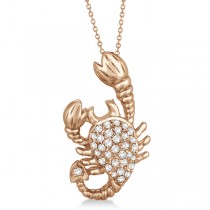 Pave Diamond Scorpion Pendant Necklace 14K Rose Gold (0.33ct)