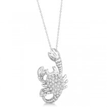 Pave Diamond Scorpion Pendant Necklace 14K White Gold (0.33ct)