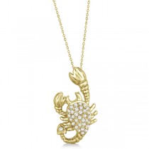 Pave Diamond Scorpion Pendant Necklace 14K Yellow Gold (0.33ct)