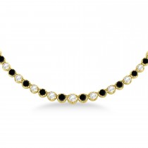 Eternity Black & White Diamond Tennis Necklace 14k Yellow Gold (10.35ct)