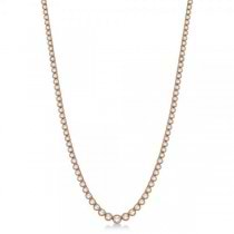 Milgrain Eternity Diamond Tennis Necklace 14k Rose Gold (7.05ct)