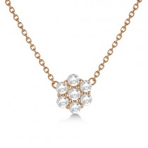 Diamonds By The Yard Flower Necklace Pave Set 14k Rose Gold 4.04ct