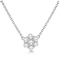 Diamonds By The Yard Flower Necklace Pave Set 14k White Gold 4.04ct