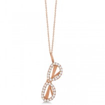 Diamond Accented Sunglasses Pendant Necklace 14k Rose Gold 0.25ct
