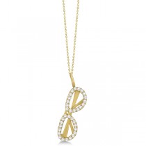 Diamond Accented Sunglasses Pendant Necklace in 14k Yellow Gold 0.25ct