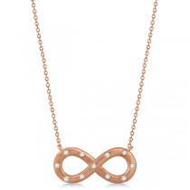 Burnished Diamond Infinity Pendant Necklace in 14k Rose Gold 0.11ct