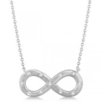 Burnished Diamond Infinity Pendant Necklace in 14k White Gold 0.11ct