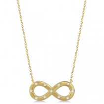 Burnished Diamond Infinity Pendant Necklace in 14k Yellow Gold 0.11ct