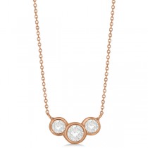 Three Stone Bezel Set Diamond Pendant Necklace 14k Rose Gold 1.00 ct