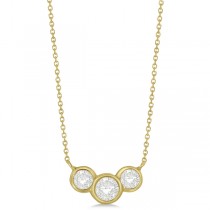 Three Stone Bezel Set Diamond Pendant Necklace 14k Yellow Gold 1.00 ct