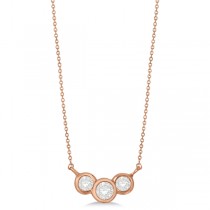 Three Stone Bezel Set Diamond Pendant Necklace 14k Rose Gold 0.50 ct