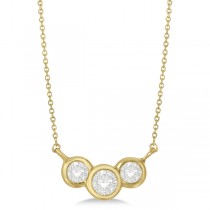 Three Stone Bezel Set Diamond Pendant Necklace 14k Yellow Gold 0.50 ct