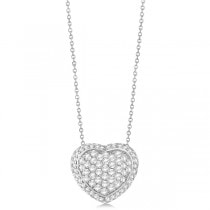 Diamond Puffed Heart Pendant Necklace 14k White Gold (2.51cts)